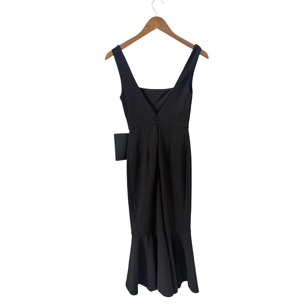 Lulus Moment Maker Black Square Neck Trumpet Midi Dress size XS NWT - Picture 3 of 6